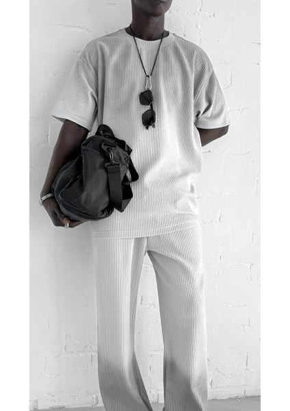 Erkek Yıkamalı Renk Geçişli Oversize T-Shirt Gri Siyah