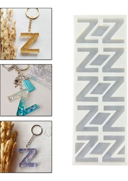 Epoksi Çoklu Silikon Kalıp Z Harfi Anahtarlık Reçine Seri Döküm Kalıbı 4 cm 10 Lu