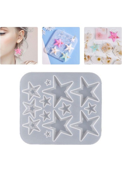 Epoksi Silikon Kalıp Çoklu Anahtarlık Farklı Boylarda Yıldız Kolye Küpe Kalıbı modelleri