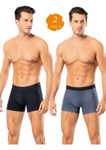 Looksense Erkek Dude 2 Li Düz ve Desenli Likralı Boxer 1406