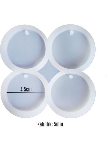 Epoksi Silikon Kalıp Delikli Yuvarlak Anahtarlık Kolye Kalıbı 4 Lü modelleri