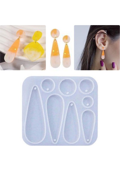 Epoksi Silikon Kalıp Çoklu Anahtarlık Damla Üçgen Delikli Kolye Küpe Kalıbı modelleri