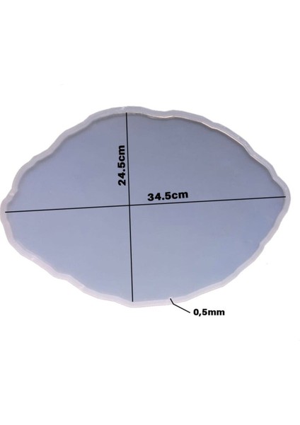 Epoksi Silikon Kalıp Yerli Oval Dalgalı Nişan ve Söz Tepsi Kalıbı 34.5X24.5 cm