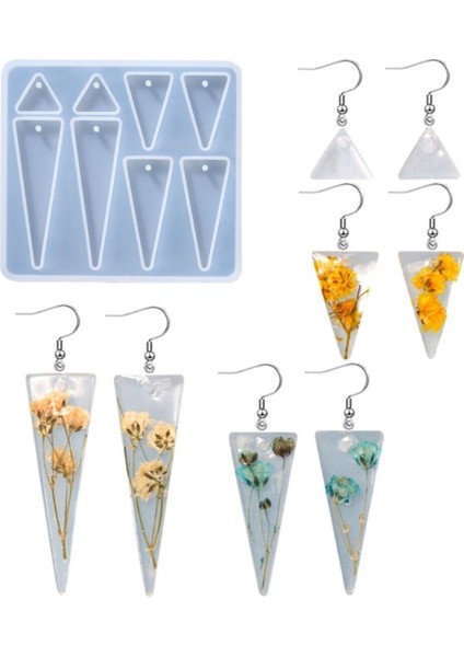 Epoksi Silikon Kalıp Çoklu Anahtarlık Geometrik Üçgen Delikli Kolye Küpe Kalıbı modelleri