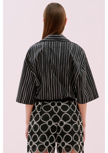 Çizgili Poplin Gömlek Siyah-Beyaz Y2513513_0856 fiyatları