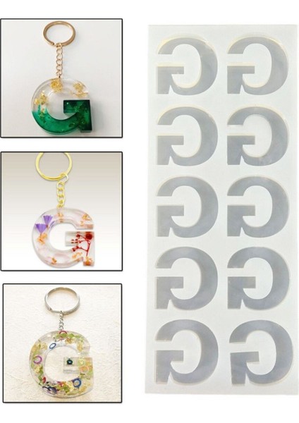 Epoksi Çoklu Silikon Kalıp G Harfi Anahtarlık Reçine Seri Döküm Kalıbı 4 cm 10 Lu