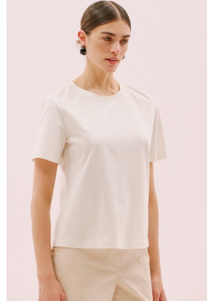 Bisiklet Yaka Kısa Kol Örme T-Shirt Bej Y2523832_024 modelleri