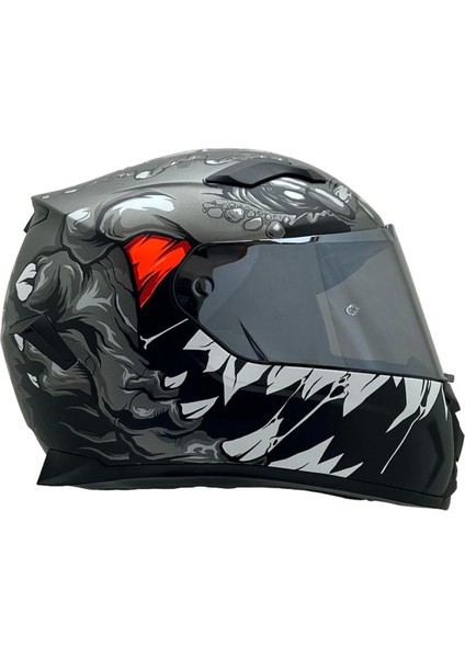 820 Tam Kapalı Kask Gri Kırmızı Beyaz modelleri