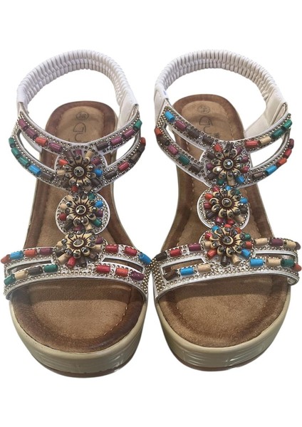 Orijinal Guja 155 Ortopedik Dolgu Topuklu Şık Taşlı Sandalet fiyatları