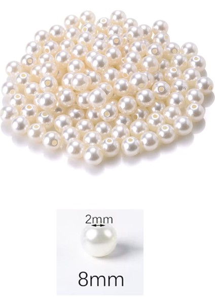 500 Gram 8mm Krem Renk Plastik Inci Boncuk Çanta ve Takı Yapım Boncuğu (~1.600 Adet)