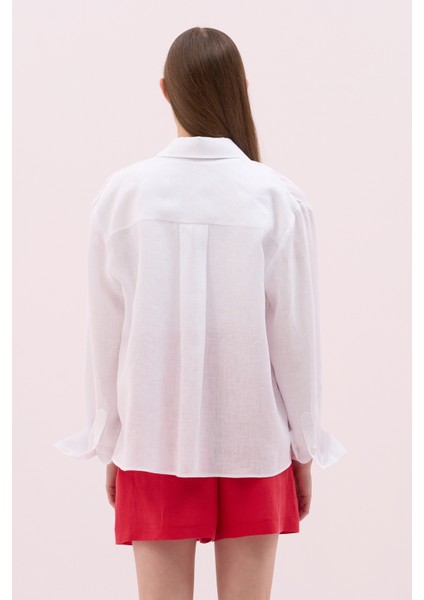 Klasik Uzun Kollu Keten Gömlek Beyaz Y2513517_002 fiyatları