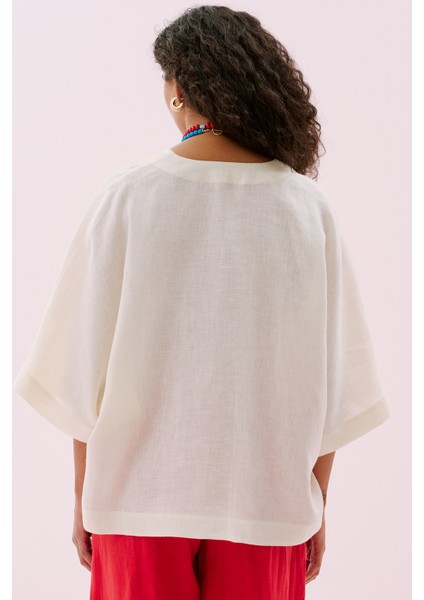 Istakoz Nakışlı Keten Kimono Bej Y2513903_024 fiyatları