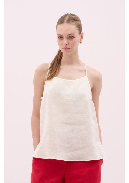 Ince Askılı Keten Bluz Bej Y2513012_024