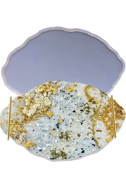 Epoksi Silikon Kalıp Yerli Oval Dalgalı Nişan ve Söz Tepsi Kalıbı Seti 2 Li modelleri