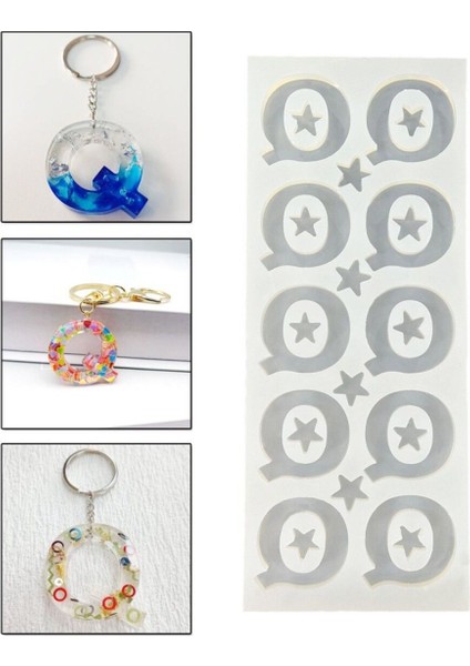 Epoksi Çoklu Silikon Kalıp Q Harfi Anahtarlık Reçine Seri Döküm Kalıbı 4 cm 10 Lu