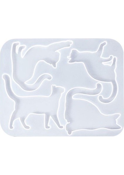 Epoksi Reçine Silikon Kalıp Kedi Kolye ve Anahtarlık Kalıbı 4 Lü modelleri