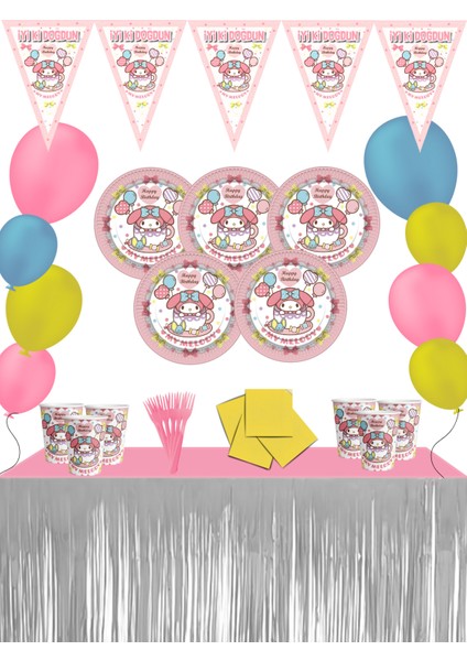 My Melody Metalize Masa Etekli My Melodi Doğum Günü Parti Malzemeleri Süsleri Seti