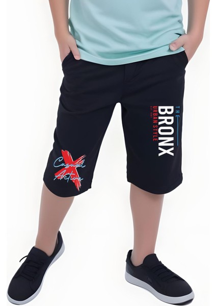 Bronx Urban Style Yazı Baskılı, Erkek Çocuk Kapri&şort