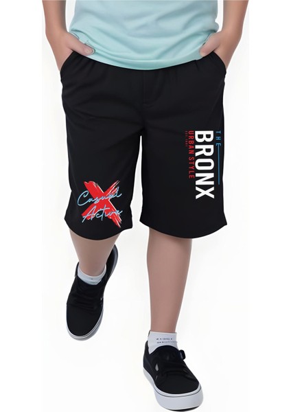 Bronx Urban Style Yazı Baskılı, Erkek Çocuk Kapri&şort
