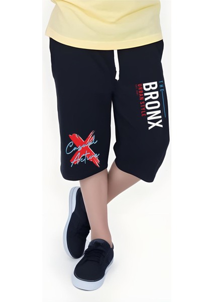 Bronx Urban Style Yazı Baskılı, Erkek Çocuk Kapri&şort