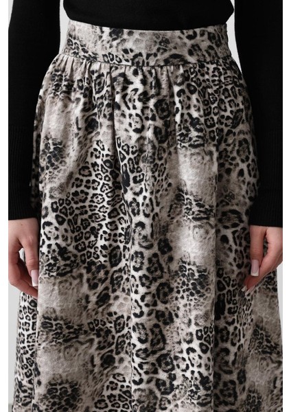 Kloş Leopar Desen Etek - Leopar