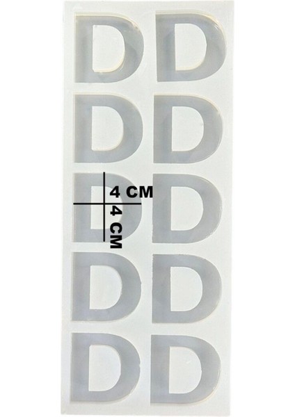 Epoksi Çoklu Silikon Kalıp D Harfi Anahtarlık Reçine Seri Döküm Kalıbı 4 cm 10 Lu