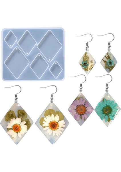 Epoksi Silikon Kalıp Çoklu Anahtarlık Geometrik Model Delikli Kolye Küpe Kalıbı