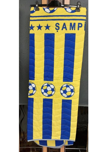 Pamuklu Çok Amaçlı Spor Desen Tek Kişilik Pike, Yatak Ört (160X230) - Sarı-Lacivert fiyatları