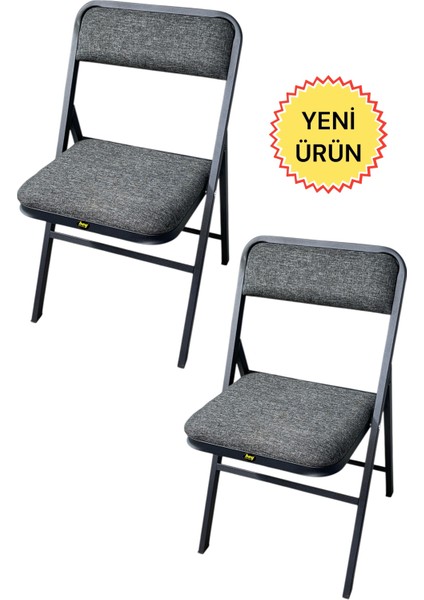 Hey 2'li Katlanır Kamp Sandalyesi Piknik Sandalyesi Gri