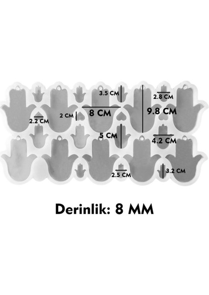 Epoksi Çoklu Silikon Kalıp Fatma Ana Eli Delikli Anahtarlık Kolye Çanta Süsü Kalıbı 10 Lu fiyatları