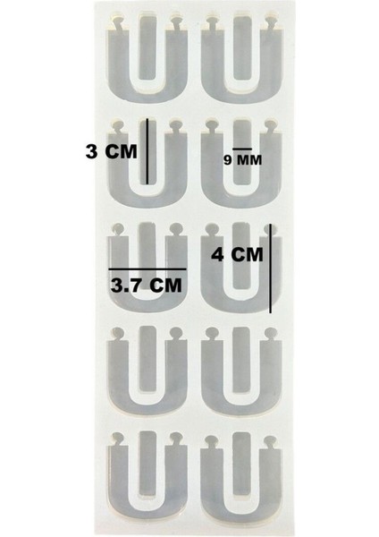 Epoksi Çoklu Silikon Kalıp Ü Harfi Anahtarlık Reçine Seri Döküm Kalıbı 4 cm 10 Lu modelleri