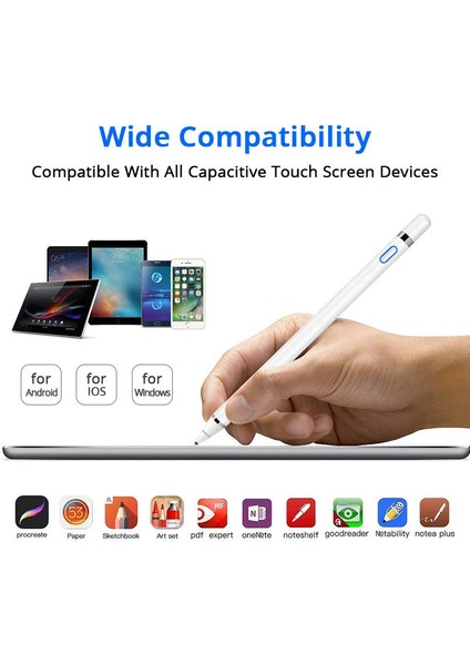 Cep Telefonu, Tablet Yazma Çizim Kalemi Için Hafif Aktif Kapasitif Stylus Kalem (Yurt Dışından)