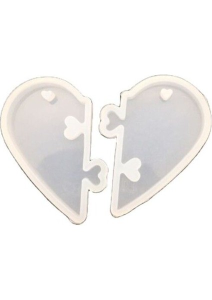 Epoksi Silikon Kalıp Çift Kalp Kolye Ucu Geçmeli 6 cm modelleri