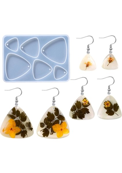 Epoksi Silikon Kalıp Çoklu Anahtarlık Üçgen Oval Delikli Kolye Küpe Kalıbı