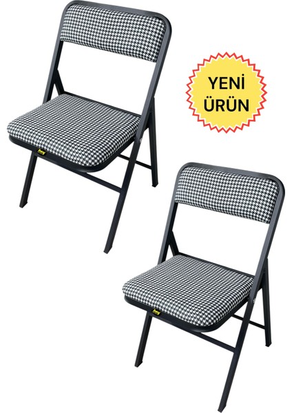 Hey 2'li Katlanır Kamp Sandalyesi Piknik Sandalyesi Kazayağı Siyah