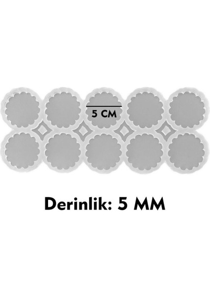 Epoksi Silikon Kalıp Dalgalı Kenar Kolye Anahtarlık Kalıbı 5 cm 10 Lu