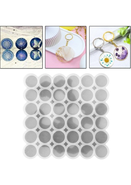 Epoksi Silikon Kalıp Çoklu Yuvarlak Anahtarlık Kolye Küpe Kalıbı 3.5 cm 36 Lı