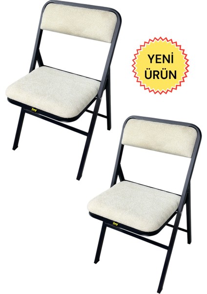 Hey 2'li Katlanır Kamp Sandalyesi Piknik Sandalyesi Krem
