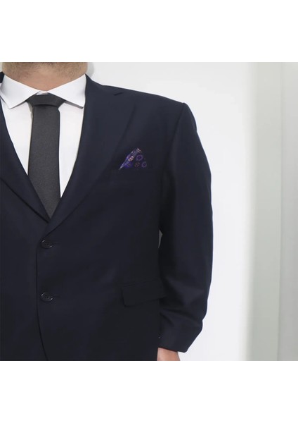 Fistan Store Erkek Lacivert Düz Klasik Kesim Rahat Kalıp Çift Düğmeli 4 Drop Battal Takım Elbise