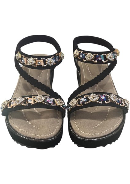 Orijinal Guja 121-4 Ortopedik Dolgu Topuklu Taşlı Bayan Sandalet fiyatları