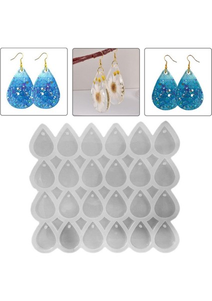 Epoksi Silikon Kalıp Çoklu Damla Kolye Anahtarlık Küpe Kalıbı 24 Lü modelleri