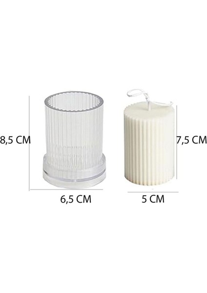 Polikarbon Sert Plastik Mum Kalıbı Dik Çizgili 8,5x6,5 cm