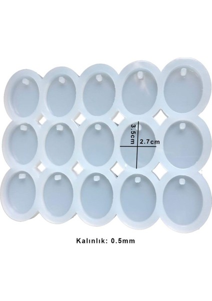 Epoksi Silikon Kalıp Delikli Oval Anahtarlık Kolye Kalıbı 15 Li