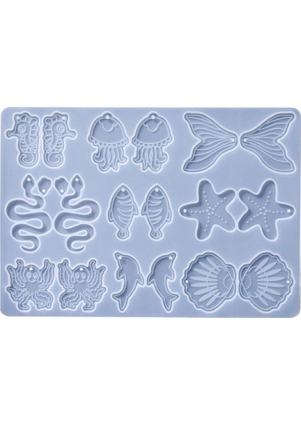 Epoksi Silikon Kalıp Deniz Canlıları Figür Modelleri Delikli Anahtarlık Kolye Küpe Kalıbı modelleri