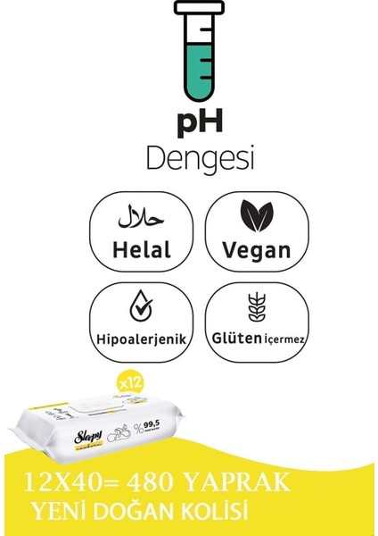 Yenidoğan Newborn Islak Mendil 12X40LI (480 Yaprak) modelleri