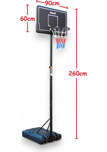 002E Ayaklı Basketbol Potası Yüksekliği Ayarlanabilir, Tekerlekli Taşınabilir
