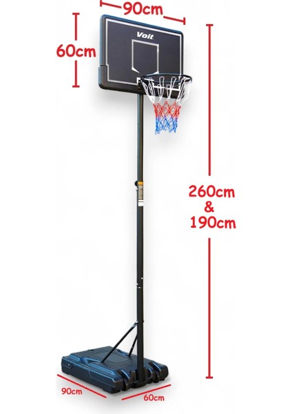 002E Ayaklı Basketbol Potası Yüksekliği Ayarlanabilir, Tekerlekli Taşınabilir