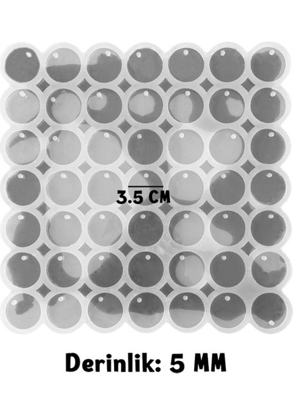 Epoksi Silikon Kalıp Çoklu Yuvarlak Delikli Anahtarlık Kolye Küpe Kalıbı 3.5 cm 49 Lu modelleri