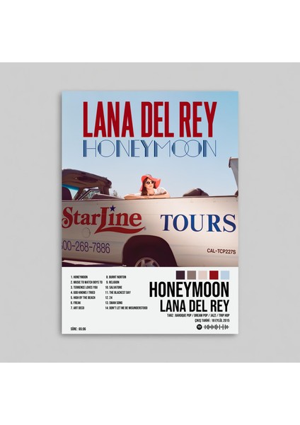 Lana Del Rey - Honeymoon Albüm Spotify Çerçeveli - Çerçevesiz Poster Tablo