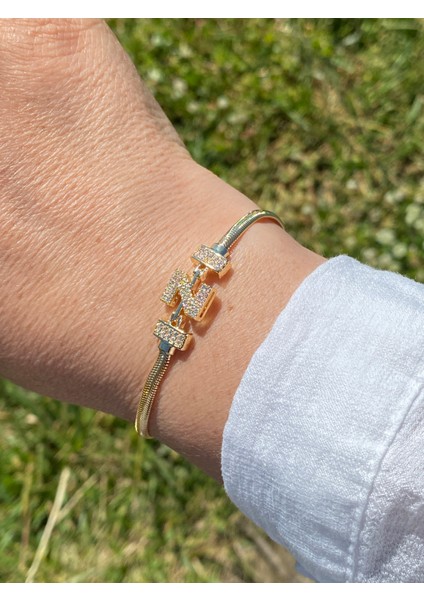 Z Harfi Harf Bileklik Zirkon Taşlı Altın Renk